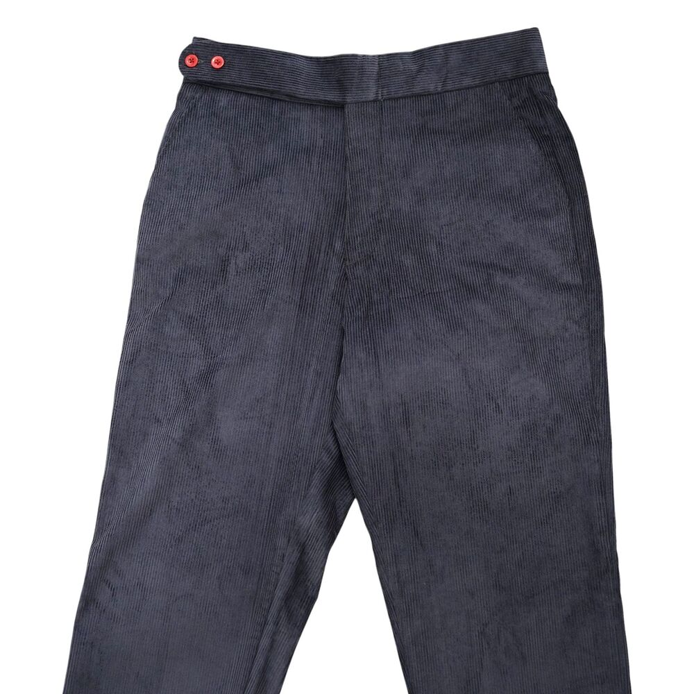 Mens 32 Gurkha Pants Dark Blue Corduroy High Waist Flat Front Straight Trousers